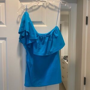 Trina Turk One-Shoulder Ruffle Top